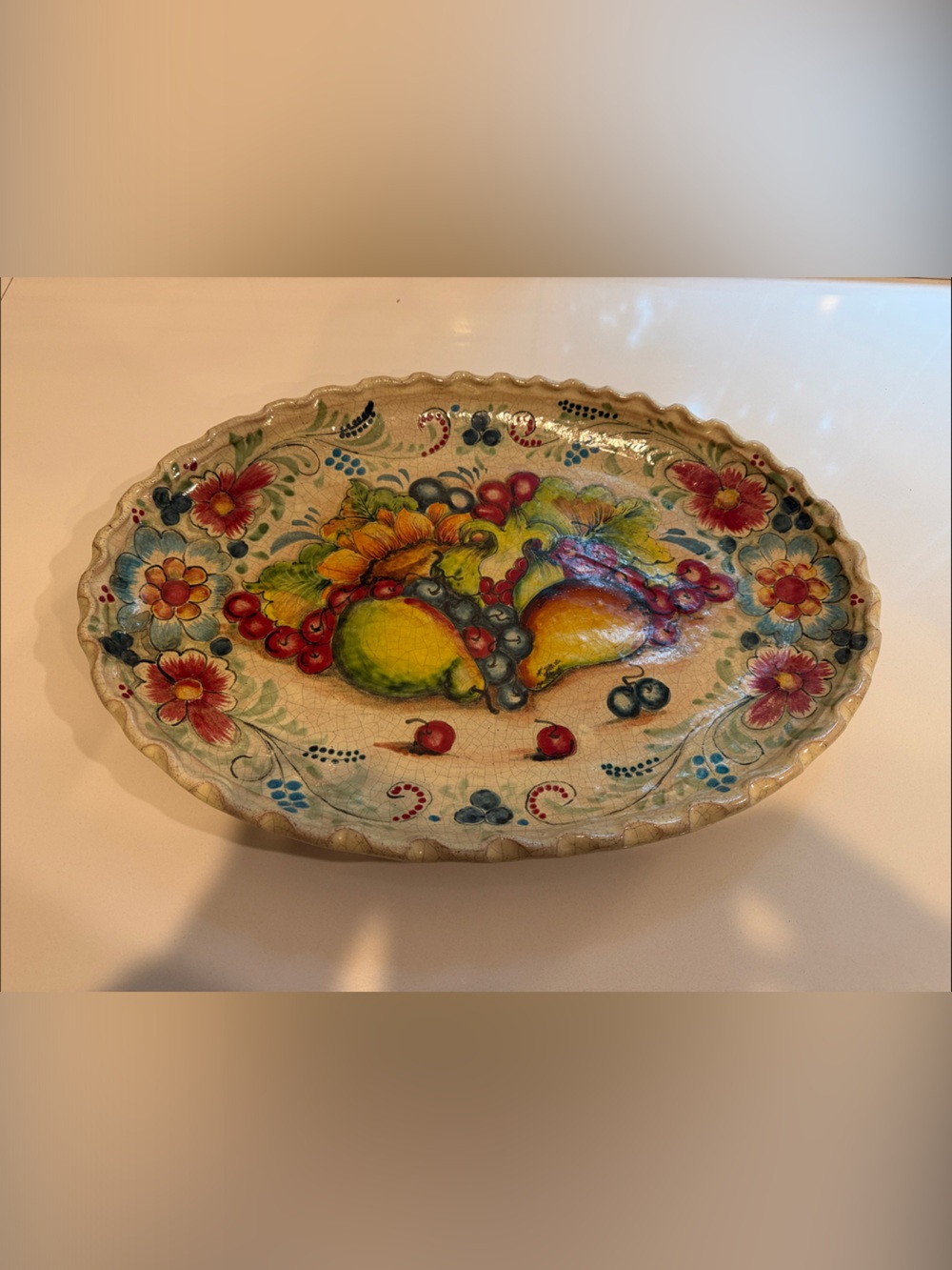 Mexican Hand-Painted Fruit Decorative Platter - Multicolor